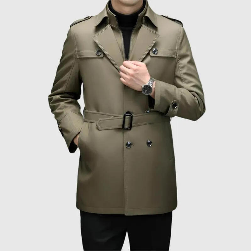 Men's Double-Breasted Windbreaker Jacket