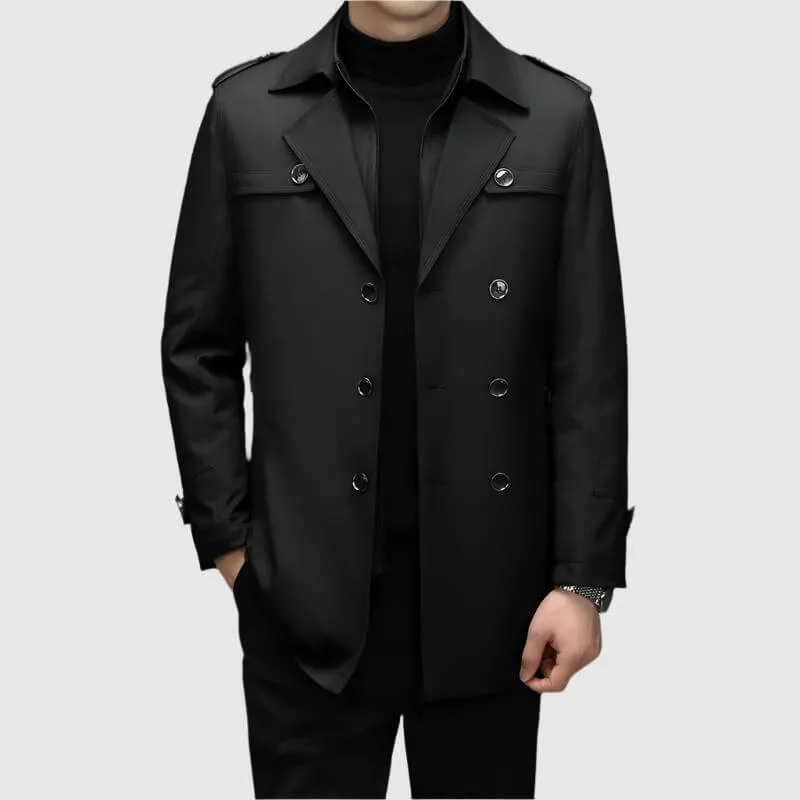 Men's Double-Breasted Windbreaker Jacket