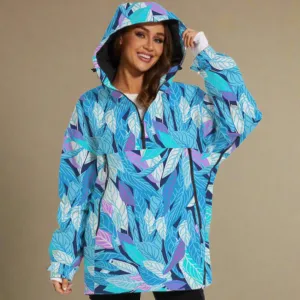 Women's Breckenridge Ski Snowboard Jacket, 3/4 Zip, Icy Blue Leaf