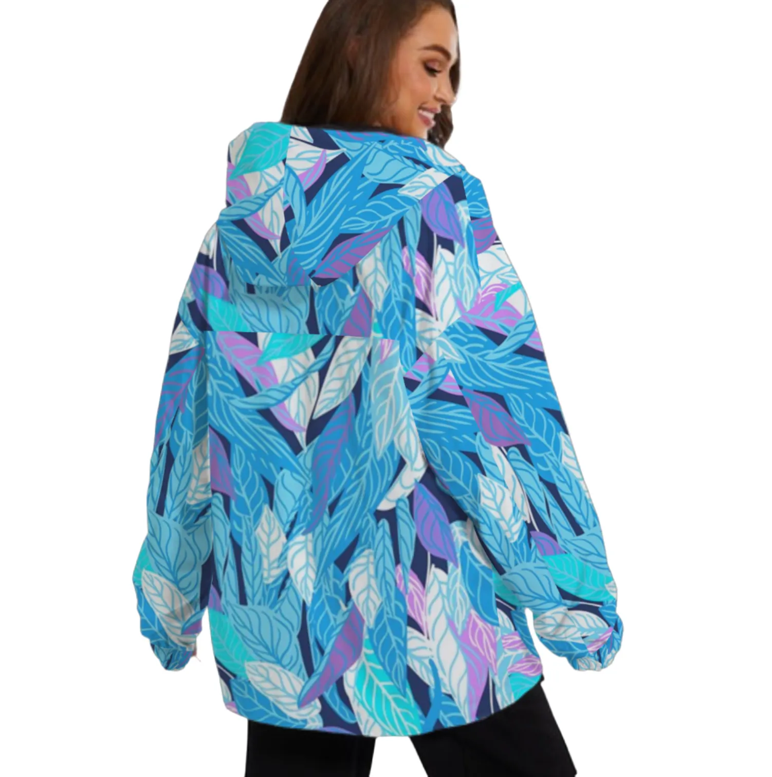 Women's Breckenridge Ski Snowboard Jacket, 3/4 Zip, Icy Blue Leaf